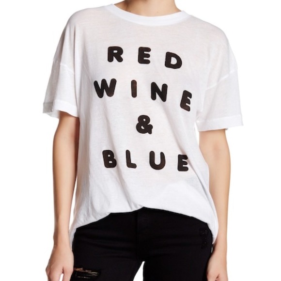 Wildfox Tops - Wildfox Red Wine and Blue White T Shirt Size S